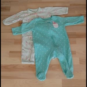 🌼Set of 2, 3M Carter's Pajamas, Flamingo